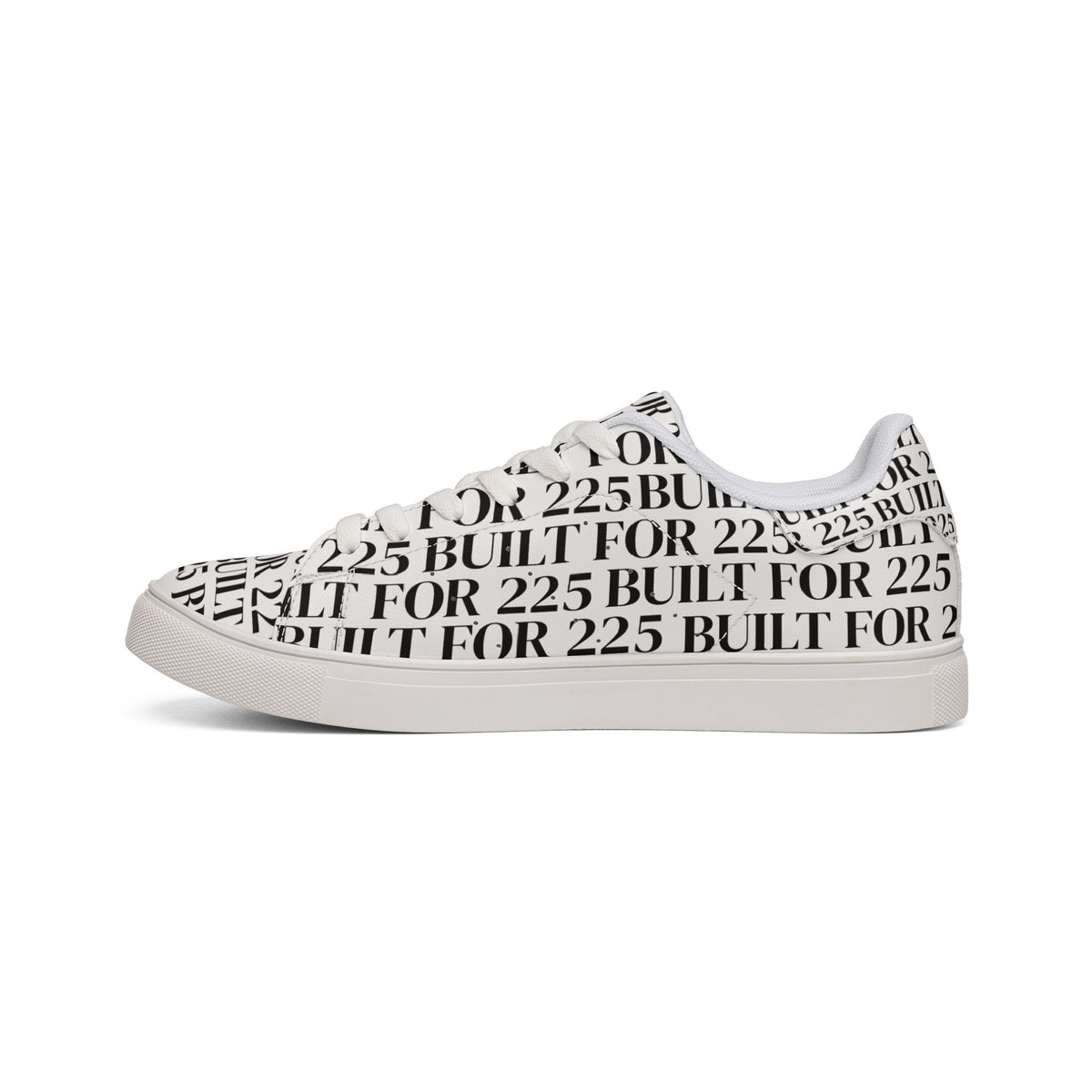'BUILT FOR 225'— Low-Top Leather Sneakers Text Design