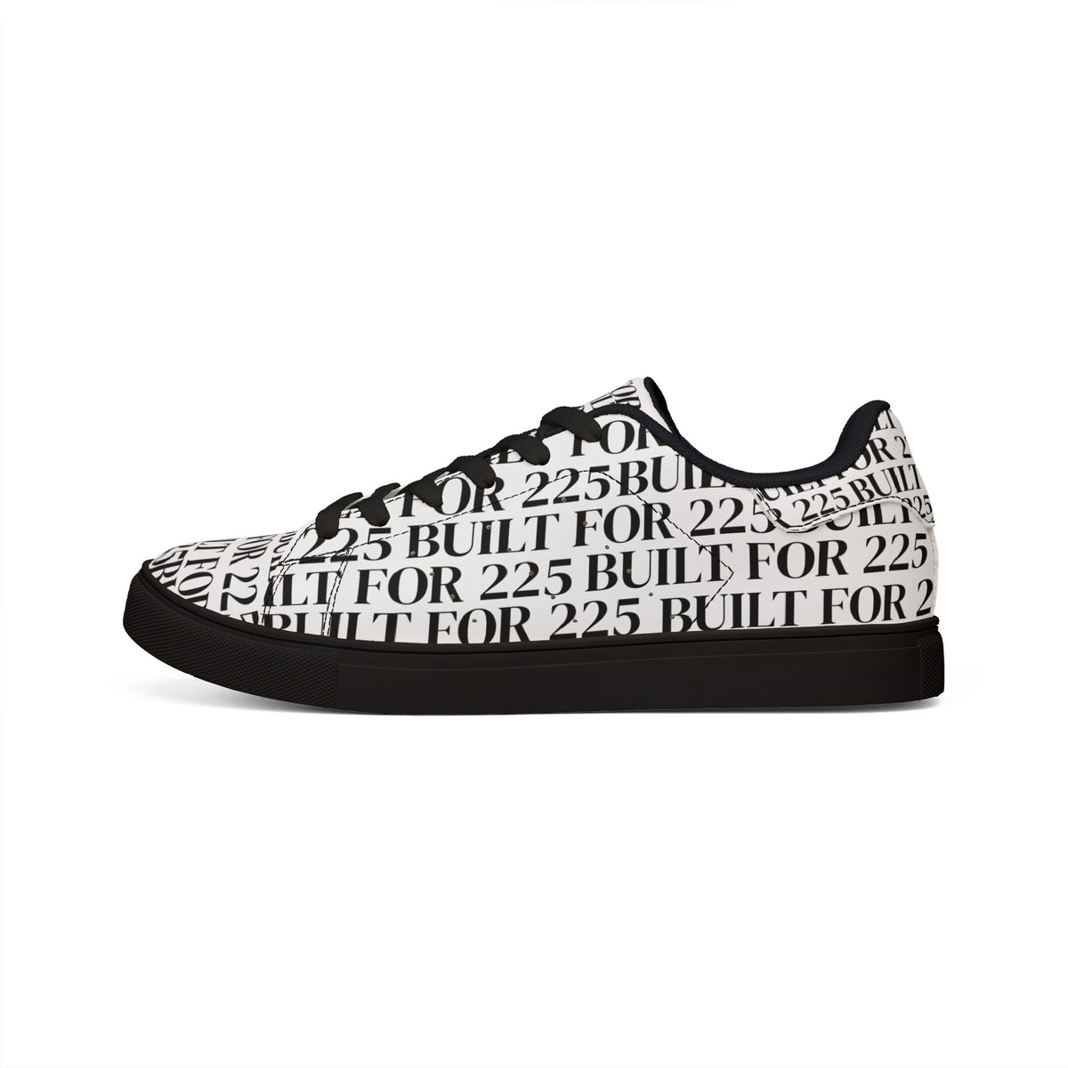 'BUILT FOR 225'— Low-Top Leather Sneakers Text Design