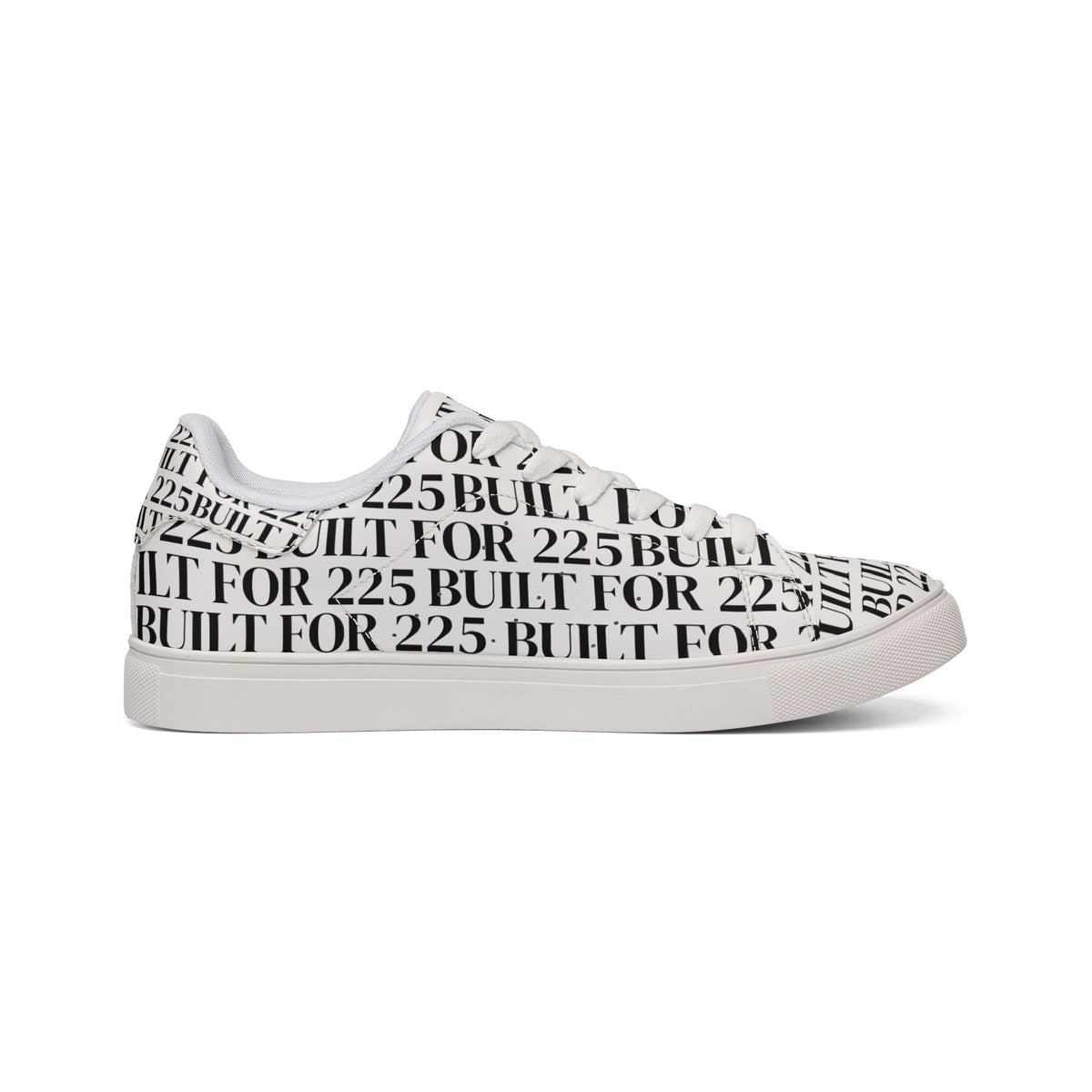 'BUILT FOR 225'— Low-Top Leather Sneakers Text Design