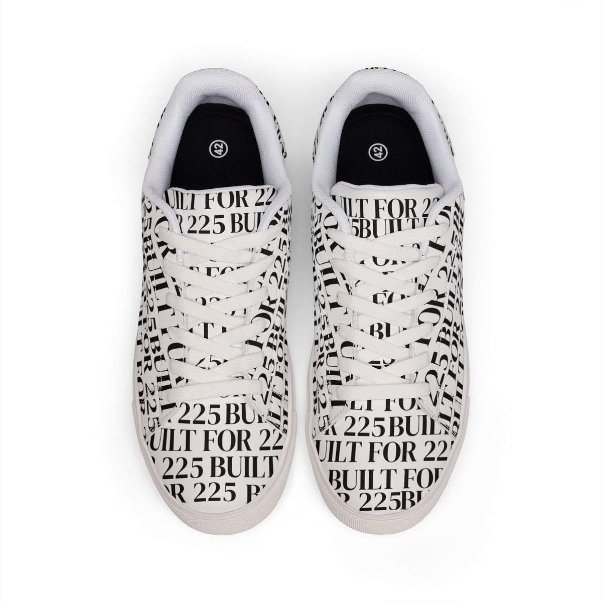 'BUILT FOR 225'— Low-Top Leather Sneakers Text Design