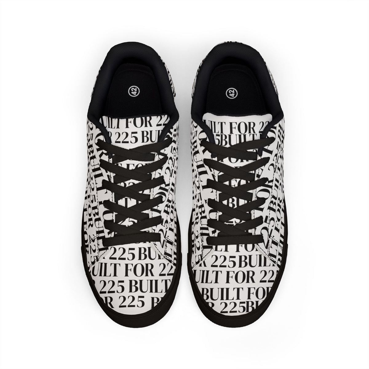 'BUILT FOR 225'— Low-Top Leather Sneakers Text Design