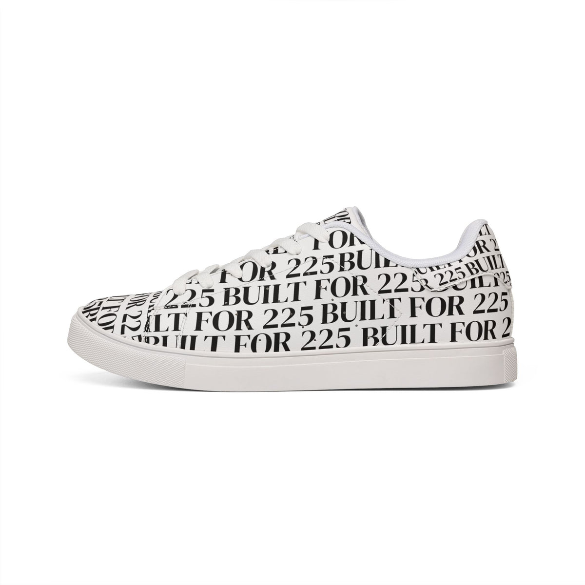 'BUILT FOR 225'— Low-Top Leather Sneakers Text Design