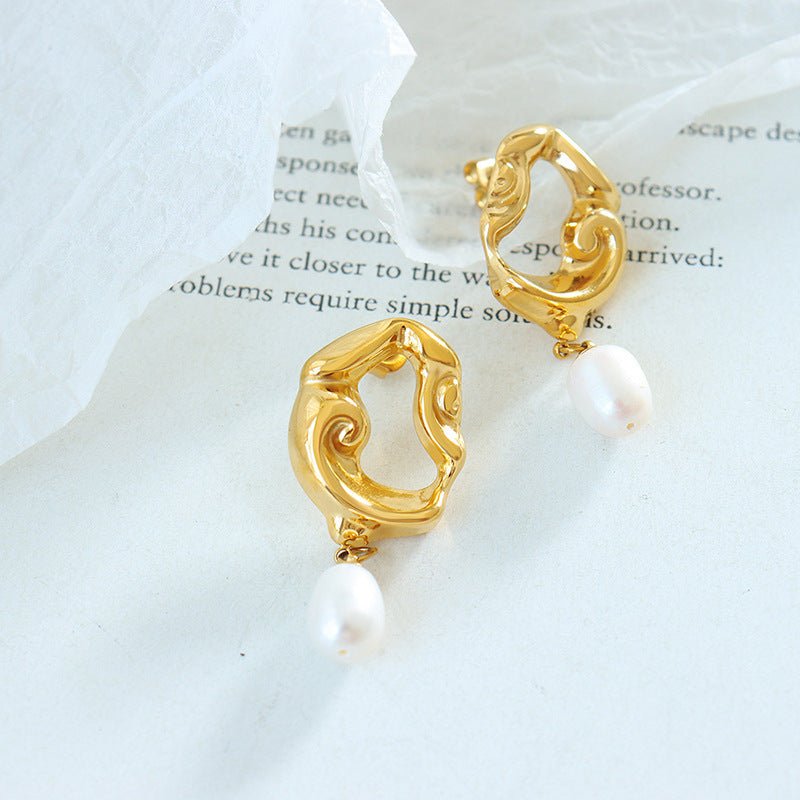 Anna Pearl - Earrings - Nuran Prestige - Gold - 