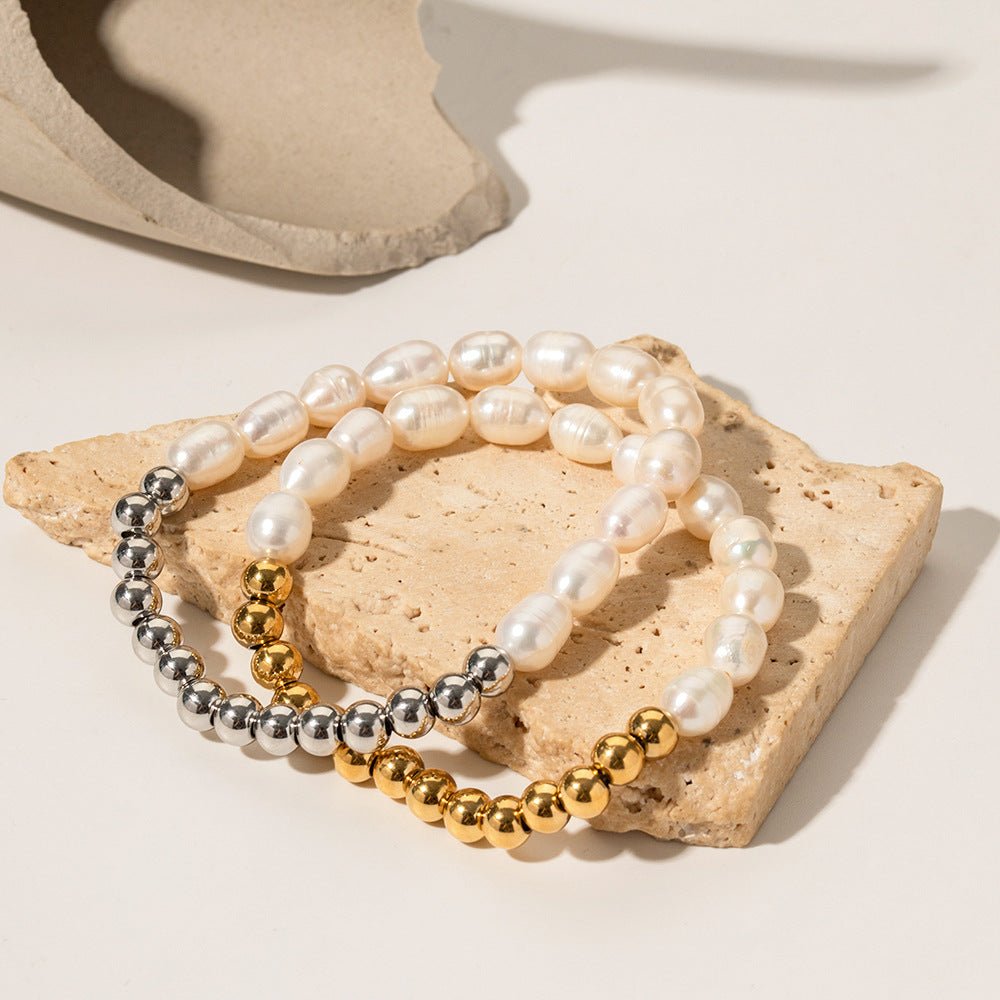 Beads & Pearle Bracelet - Bracelet - Nuran Prestige - Gold - 