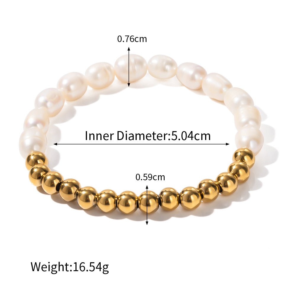 Beads & Pearle Bracelet - Bracelet - Nuran Prestige - Gold - 