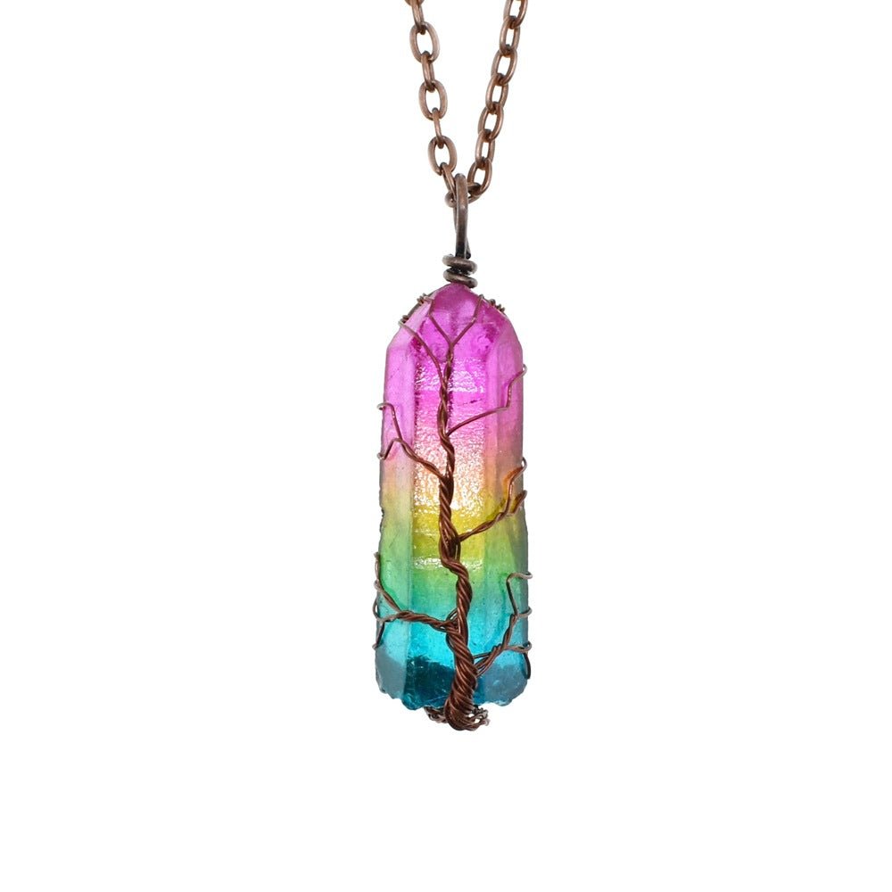 Crystal Pillar Tree Of Life - Necklace - Nuran Prestige - Colorful - 1PCS - 