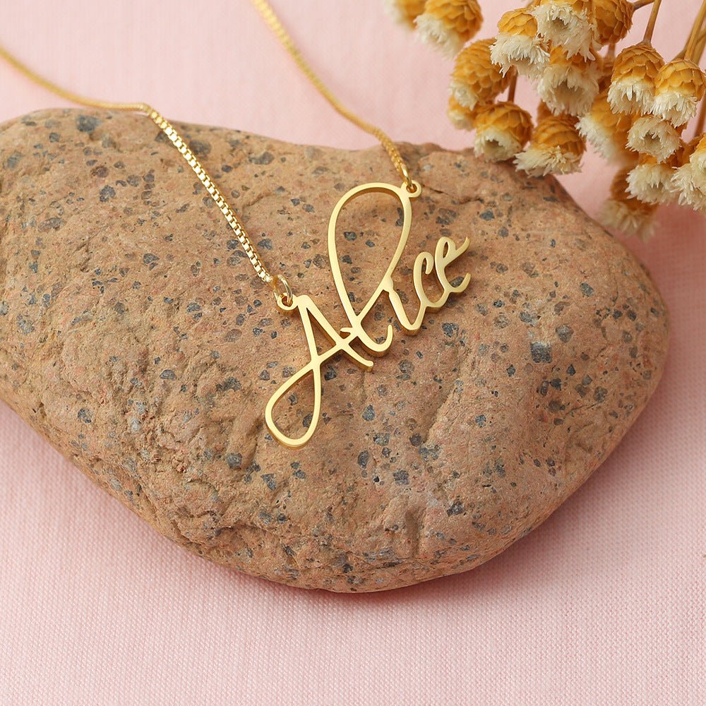 Custom Letter Name Necklace - Necklace - Nuran Prestige - Copper - Gold - 15.7in (40cm)