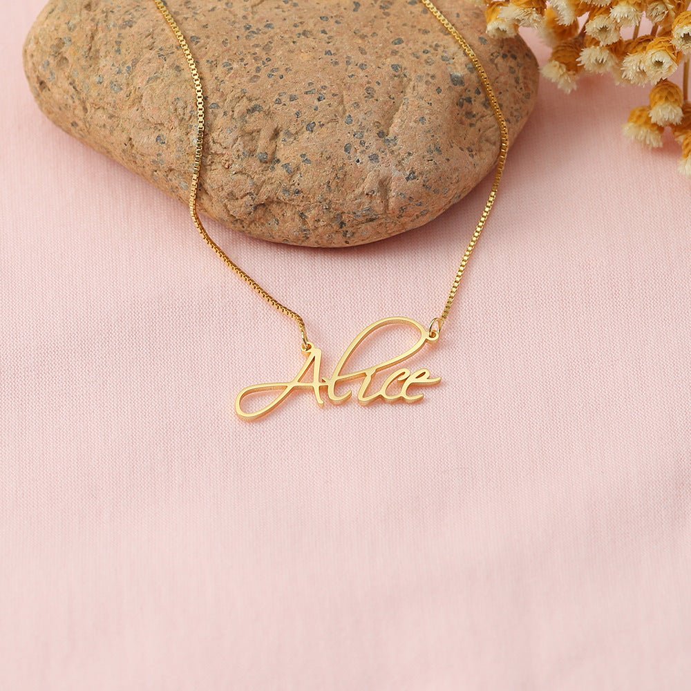 Custom Letter Name Necklace - Necklace - Nuran Prestige - Copper - Gold - 15.7in (40cm)