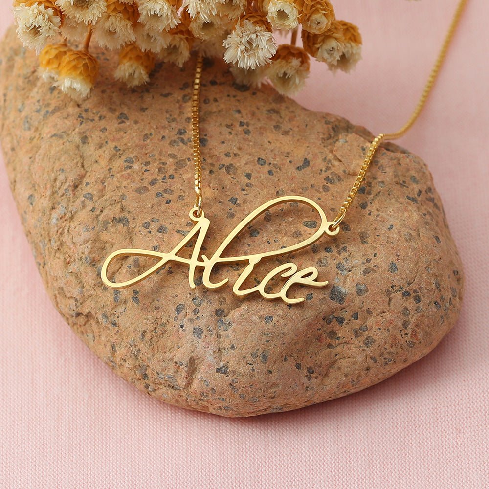 Custom Letter Name Necklace - Necklace - Nuran Prestige - Copper - Gold - 15.7in (40cm)