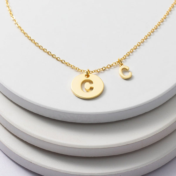 Customizable Letter Necklace - Necklace - Nuran Prestige - S925 Silver - Gold - 15.7in (40cm)