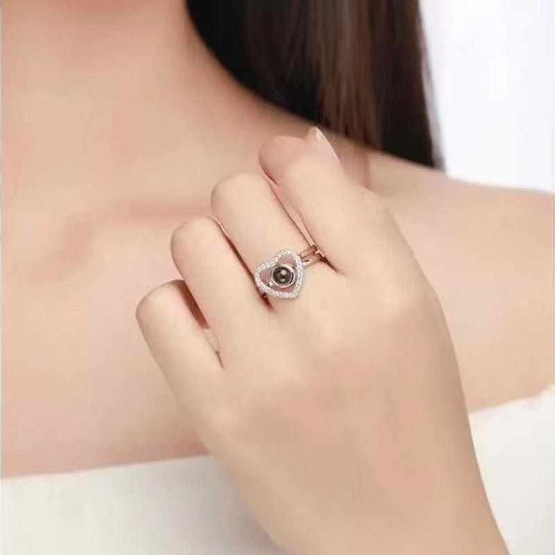 Diamond Heart Projection Ring - ring - Nuran Prestige - Silver - S925 Silver - 3US