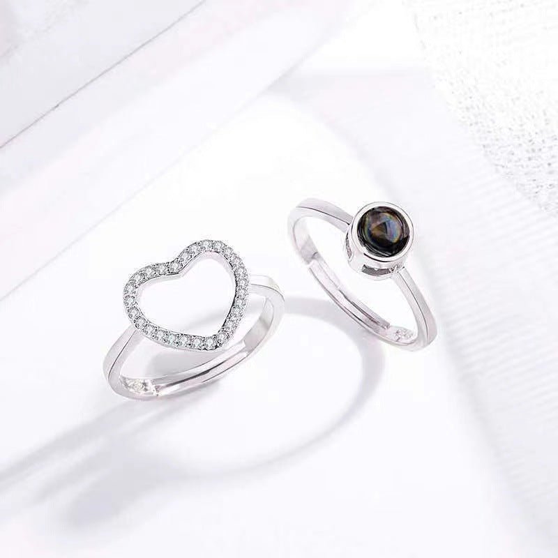 Diamond Heart Projection Ring - ring - Nuran Prestige - Silver - S925 Silver - 3US