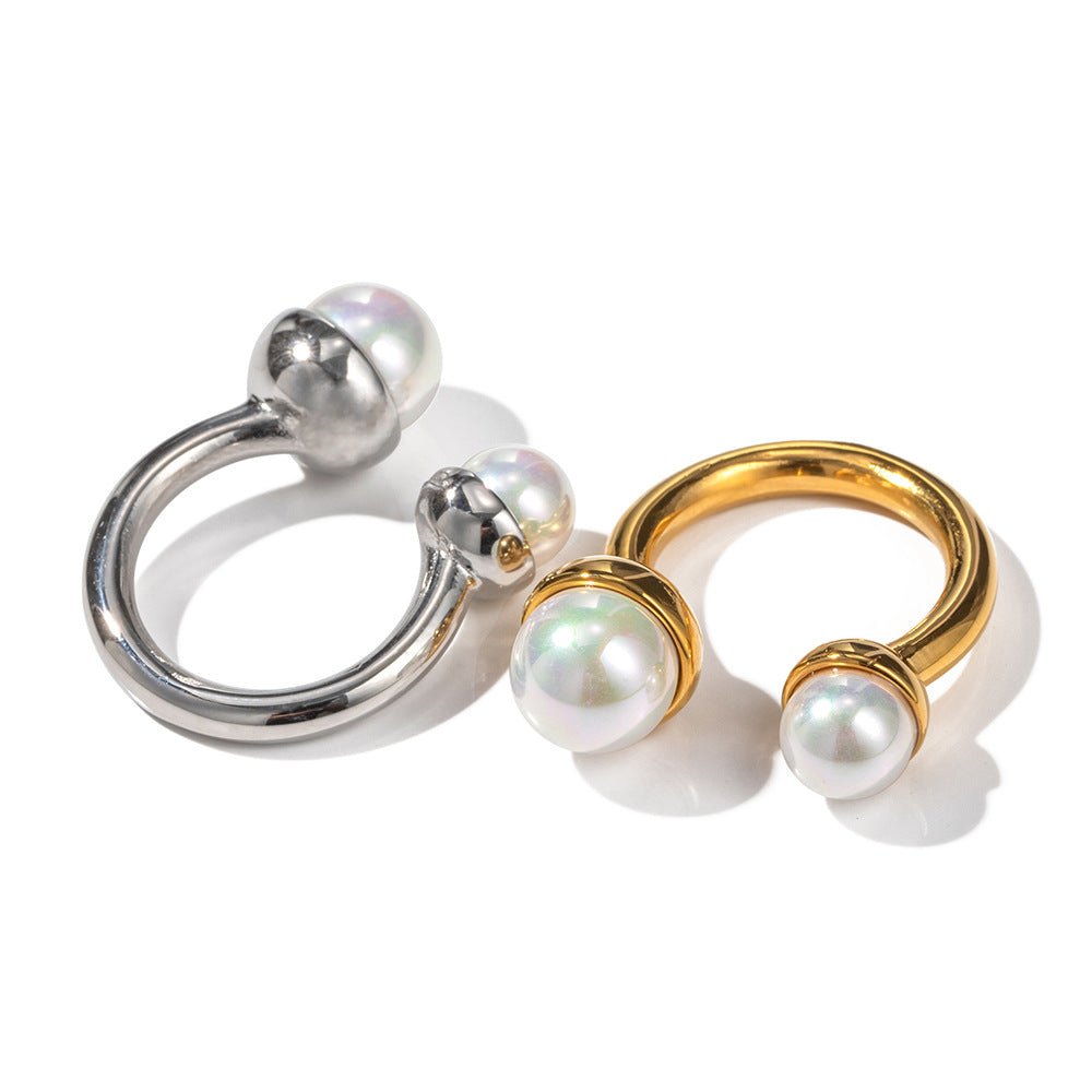 Dual pearl Ring - Ring - Nuran Prestige - Gold - Adjustable - 