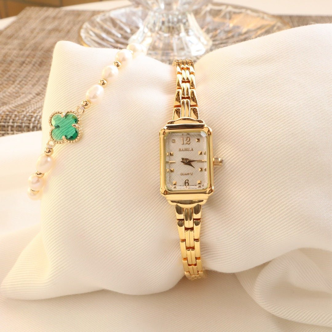 Emerald Star of Time - Watch - Nuran Prestige - Gold Shell White Surface - 