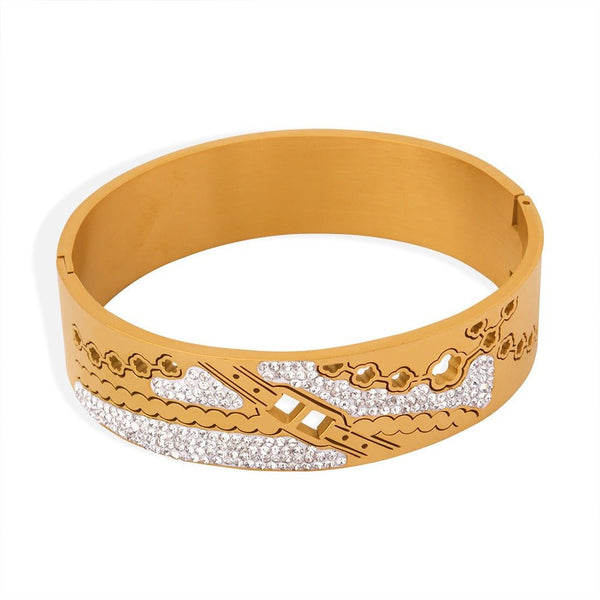 Floral Majesty Bangle - bracelet - Nuran Prestige - Gold - 