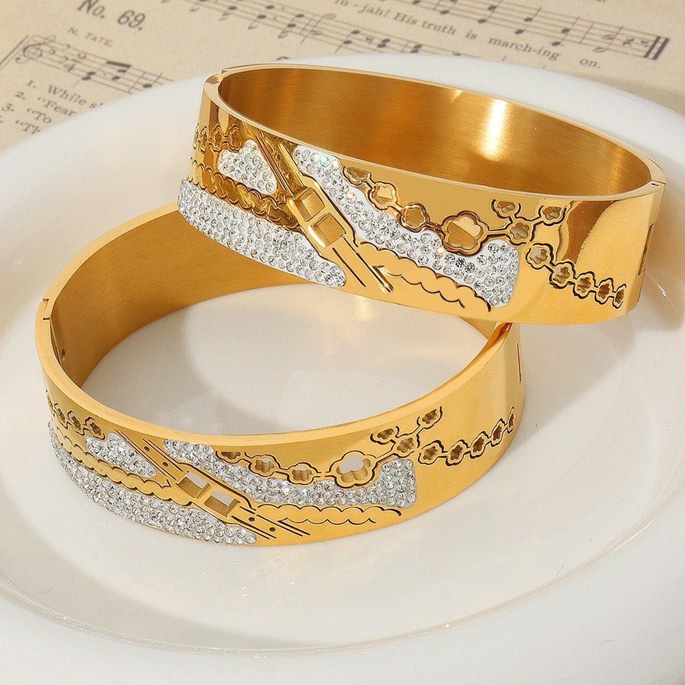 Floral Majesty Bangle - bracelet - Nuran Prestige - Gold - 