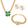 Four - leaf Flower Set - jewelry - Nuran Prestige - Necklace - Gold - White sea shells