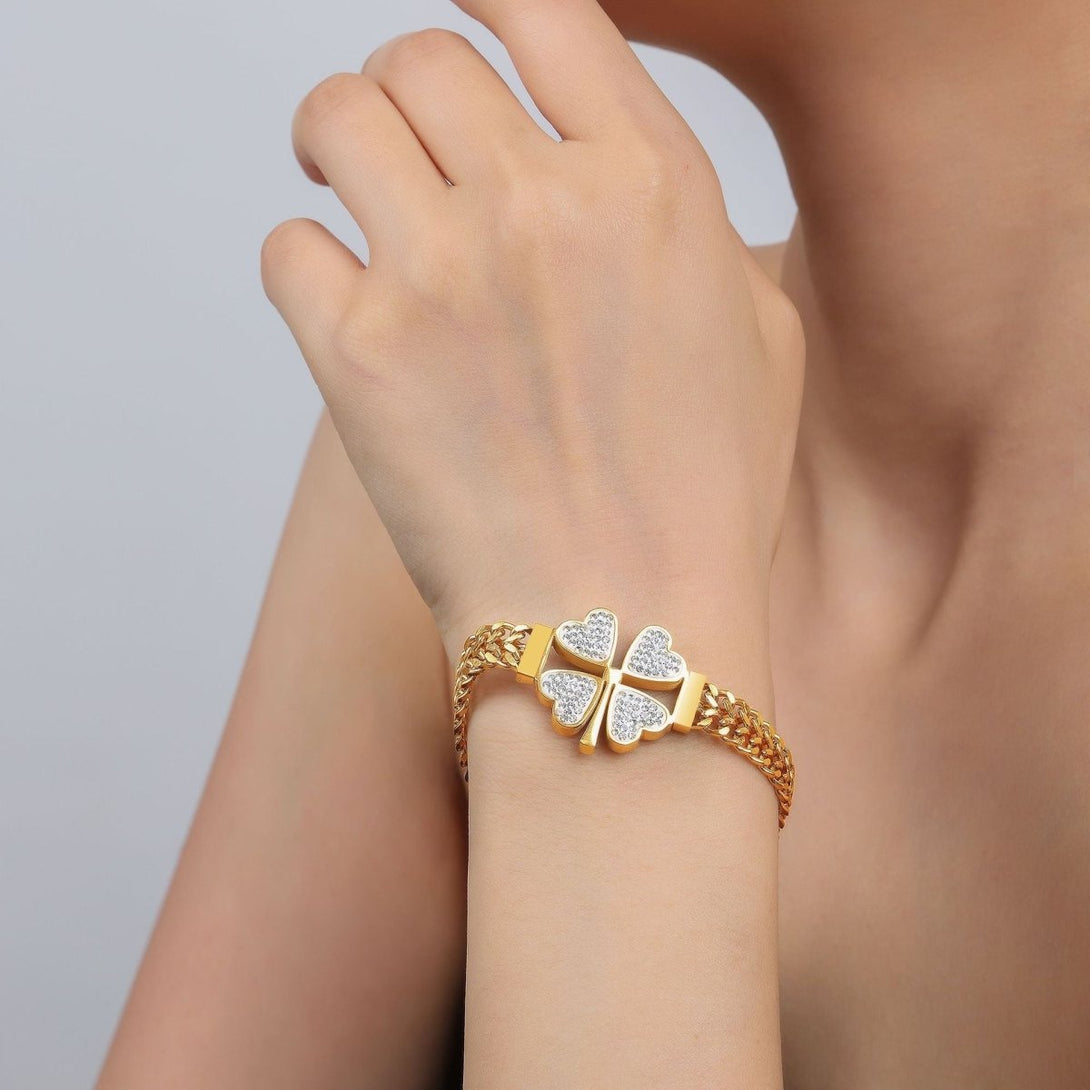 Four - leaf Flower Set - jewelry - Nuran Prestige - Bracelet - Gold - Diamond