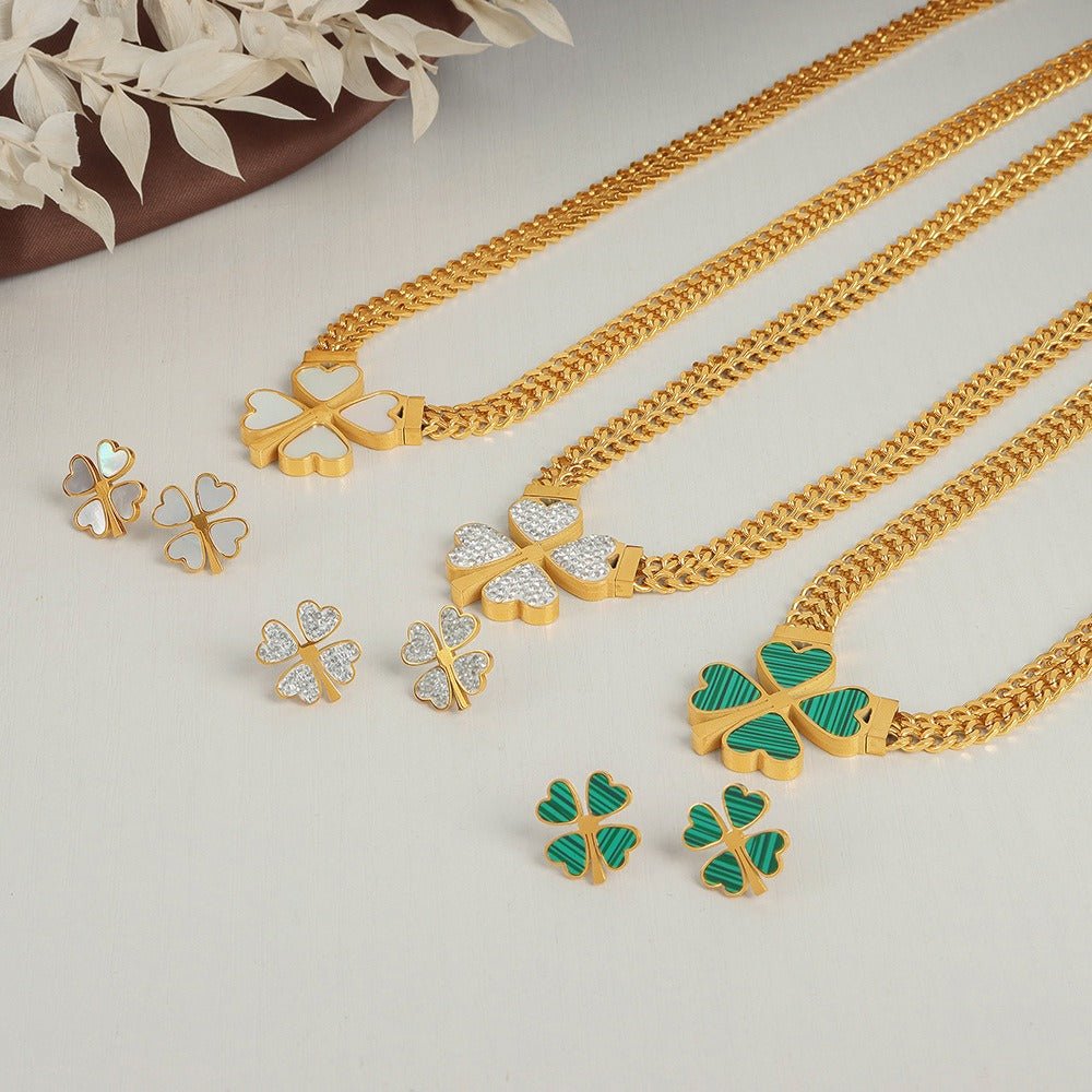 Four - leaf Flower Set - jewelry - Nuran Prestige - Bracelet - Gold - Diamond