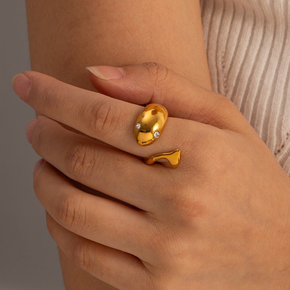 golden fish ring - ring - Nuran Prestige - Adjustable - 